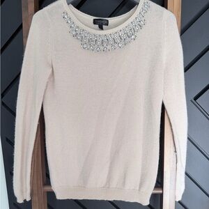 Topshop Blush pink Jeweled Scoop Neck Pullover sweater